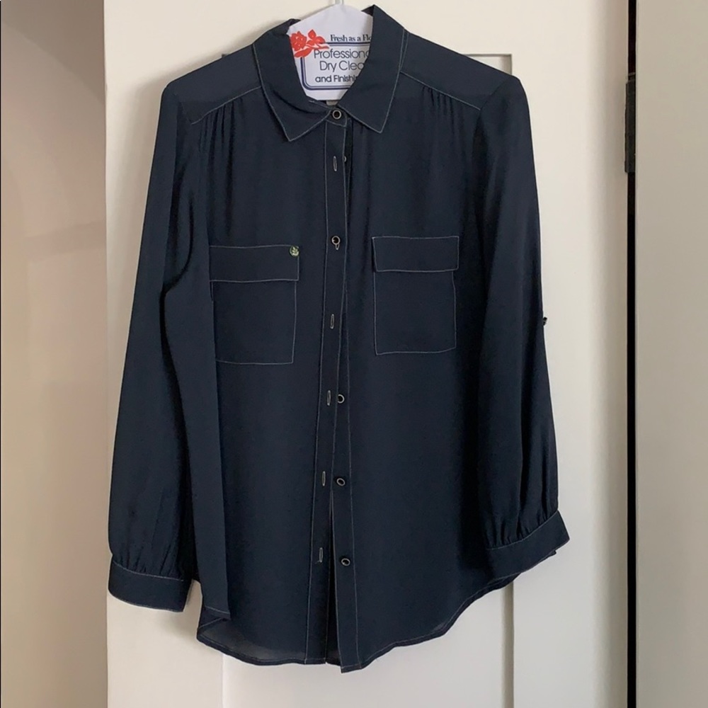 Blue silk blouse